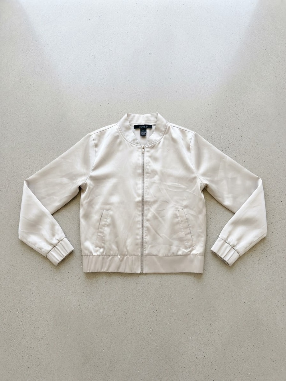 y2k metallic satin bomber jacket streetwear mcbling retro silver zip up party